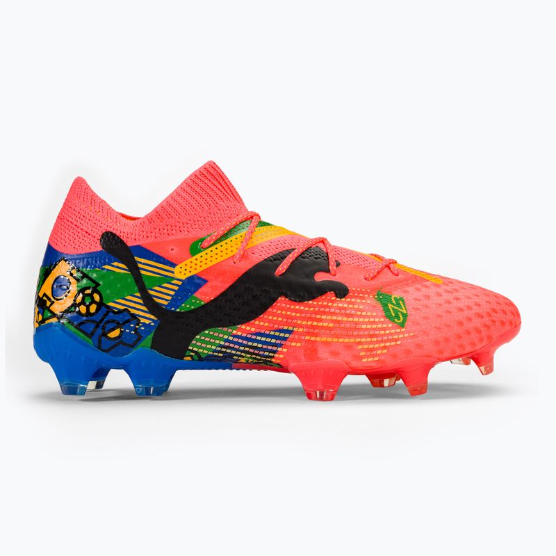 PUMA Future 7 Ultimate Neymar Jr FG/AG Fußballschuhe sunset glow/schwarz/sun stream/puma grün/blau 2