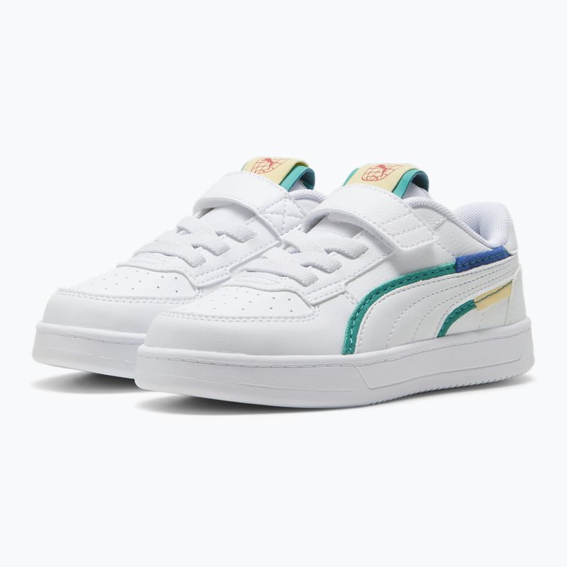 Kinderschuhe PUMA Caven 2.0 Ready, Set, Better AC+ PS puma weiß/Kobaltglasur/sparkling grün