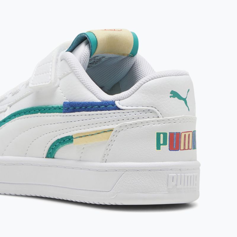 Kinderschuhe PUMA Caven 2.0 Ready, Set, Better AC+ PS puma weiß/Kobaltglasur/sparkling grün