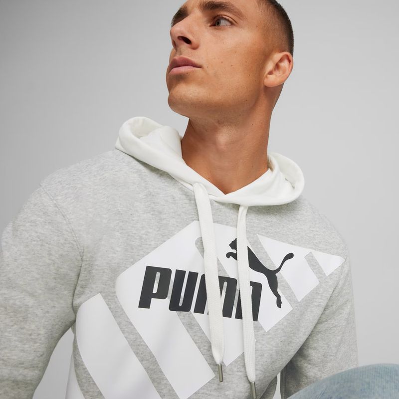 Herren PUMA Power Graphic Hoodie TR hellgrau meliert Sweatshirt 6