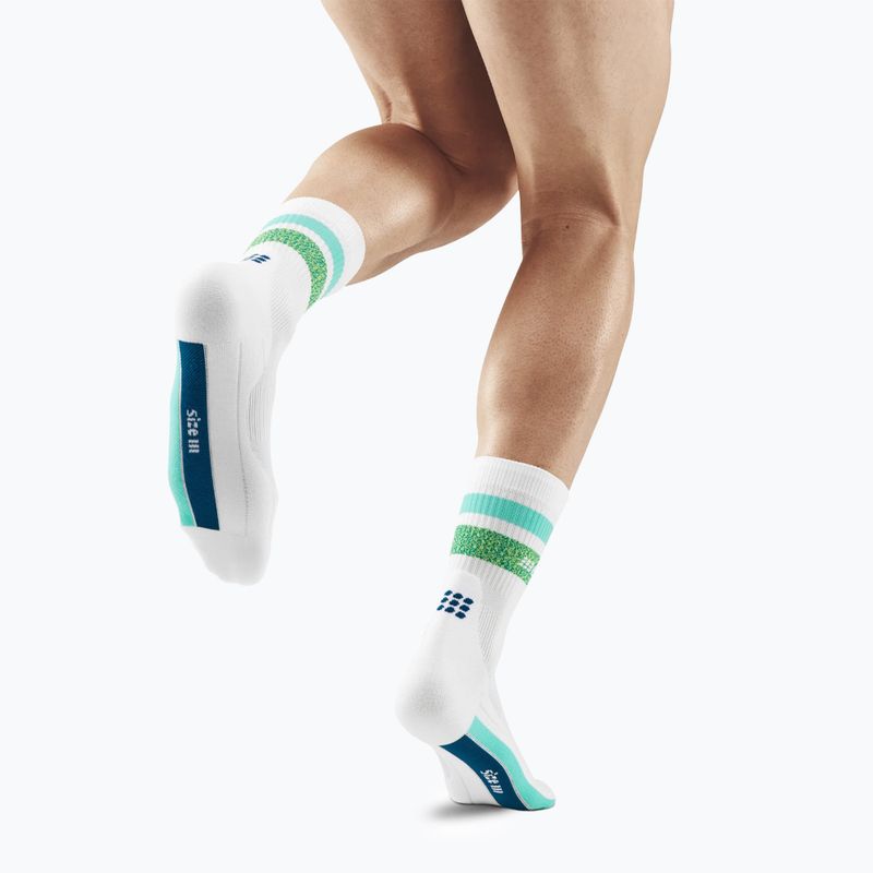 CEP Miami Vibes 80's Herren Kompression Laufsocken weiß/grün aqua 3