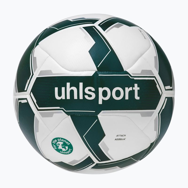 Fußball uhlsport Attack Addglue For The Planet weiß/dunkelgrün/silber Größe 4
