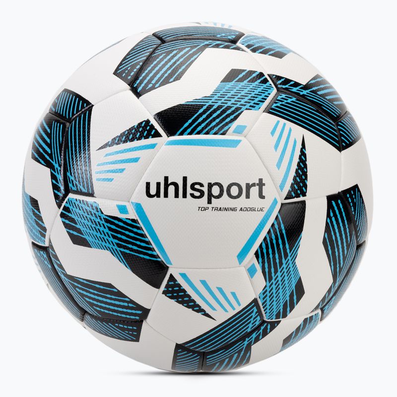 Uhlsport Fairtrade Top Training Addglue Fußball weiß/schwarz/fluo blau Größe 4