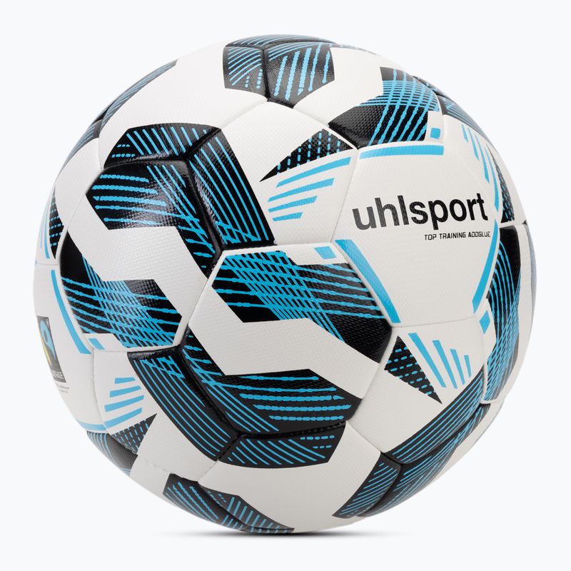 Uhlsport Fairtrade Top Training Addglue Fußball weiß/schwarz/fluo blau Größe 4 2