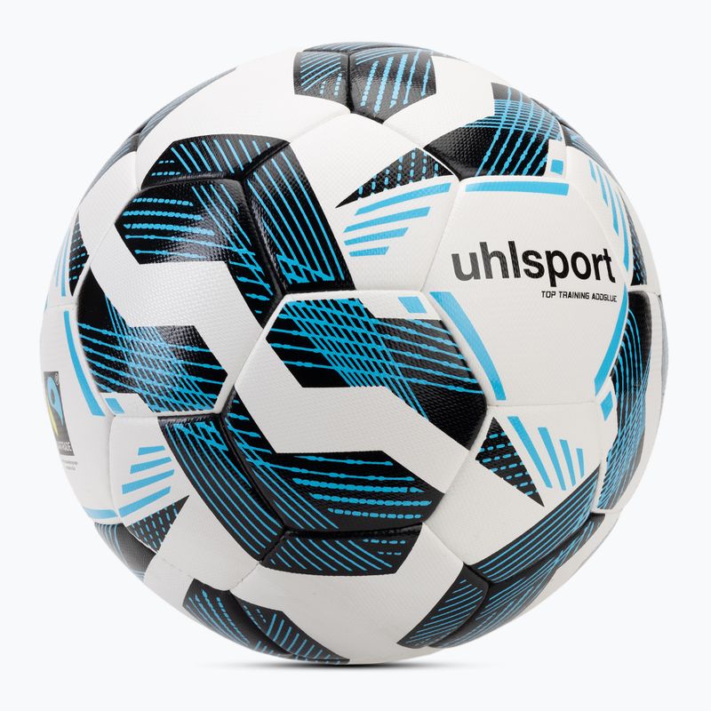 Uhlsport Fairtrade Top Training Addglue Fußball weiß/schwarz/fluo blau Größe 5 2