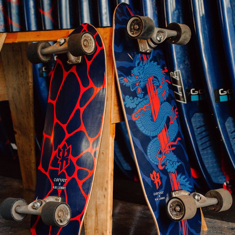 Surfskate Skateboard Carver C7 Raw 34" Kai Dragon 222 Complete blau-rot C11311143 9