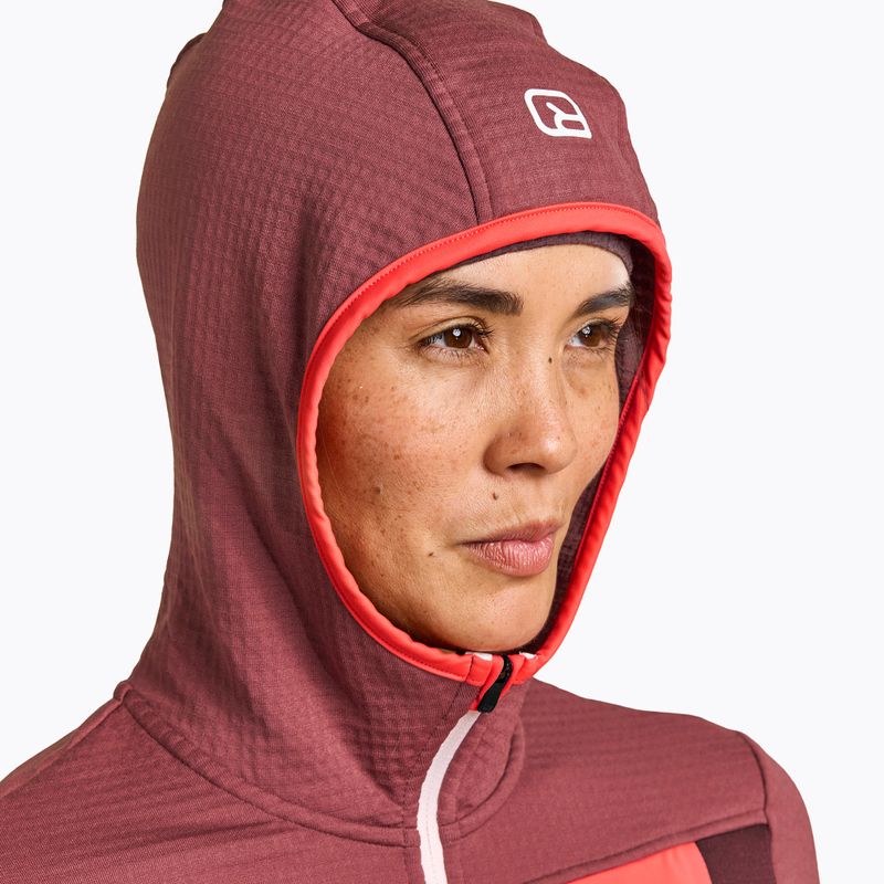 Damen-Trekking-Sweatshirt Ortovox Fleece Grid Hoody rot 87201 4