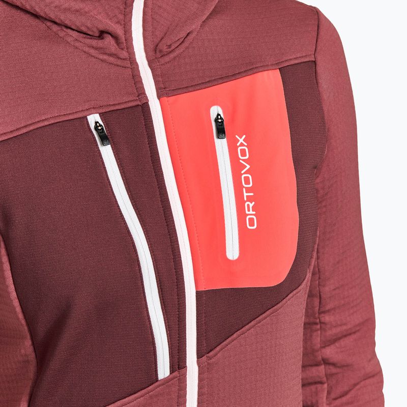 Damen-Trekking-Sweatshirt Ortovox Fleece Grid Hoody rot 87201 5