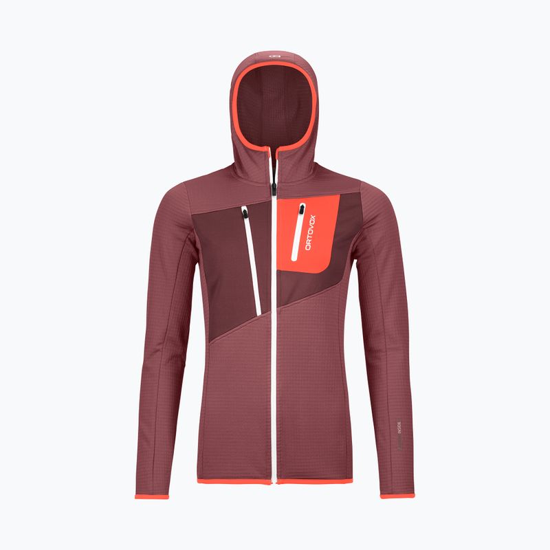 Damen-Trekking-Sweatshirt Ortovox Fleece Grid Hoody rot 87201 10