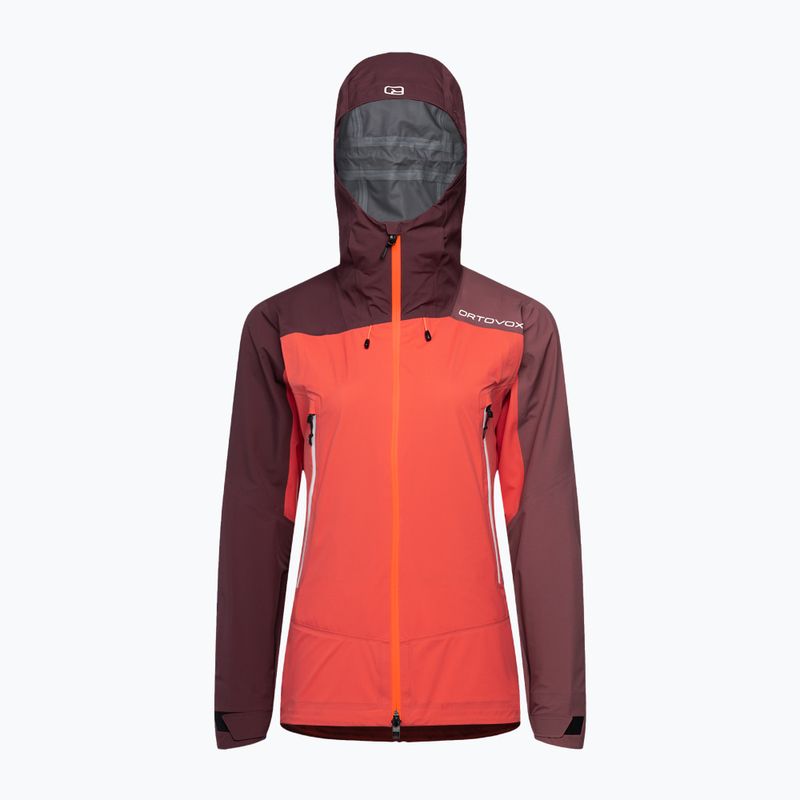 Damen ORTOVOX Westalpen 3L Hellorange und kastanienbraune Regenjacke 7021200018