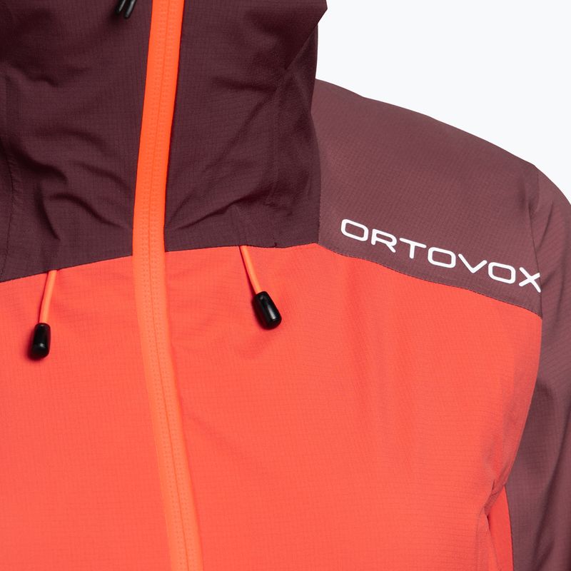 Damen ORTOVOX Westalpen 3L Hellorange und kastanienbraune Regenjacke 7021200018 3