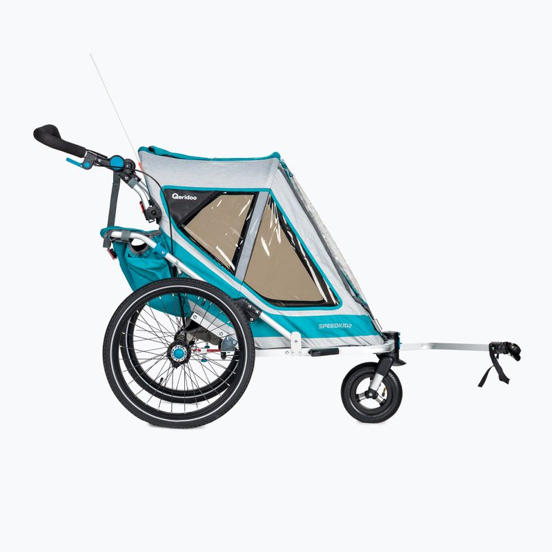 Qeridoo Speedkid2 zweisitziger Fahrradanhänger blau Q-SK2-21-P 3