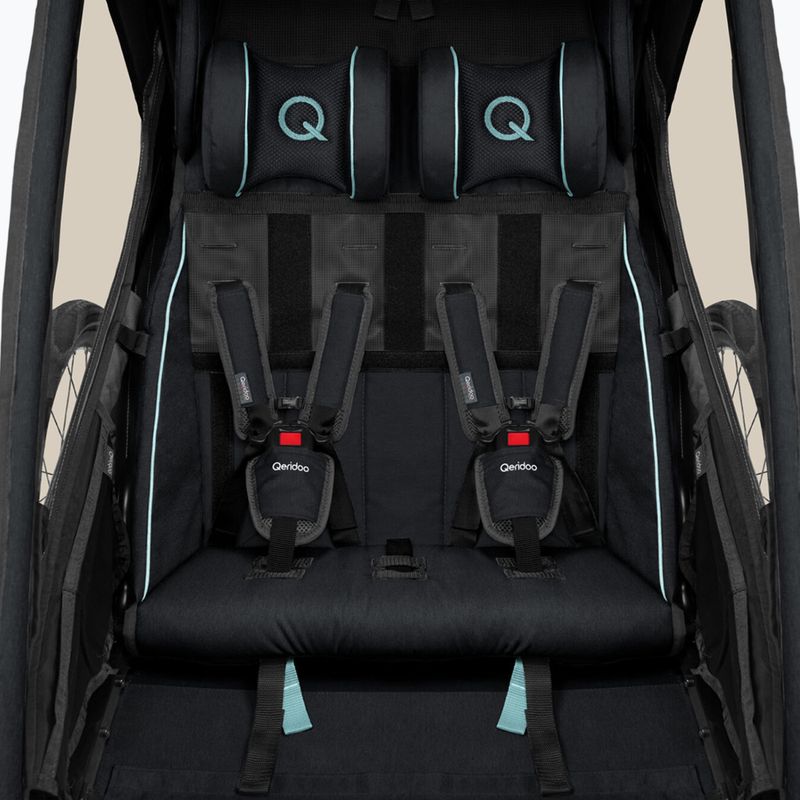 Qeridoo Kidgoo 2 Sport zweisitziger Fahrradanhänger schwarz Q-KGS2-22-AB 5