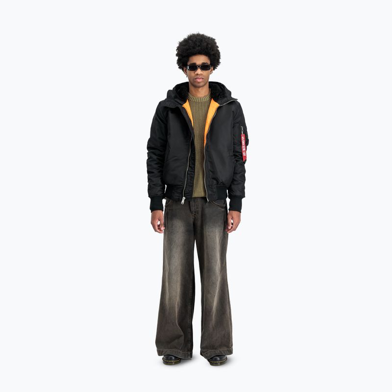 Herren Alpha Industries MA-1 Bomberjacke mit Kapuze schwarz 2