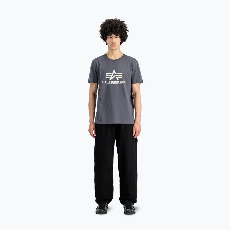 Alpha Industries Herren Basic grau-schwarzes T-shirt 2