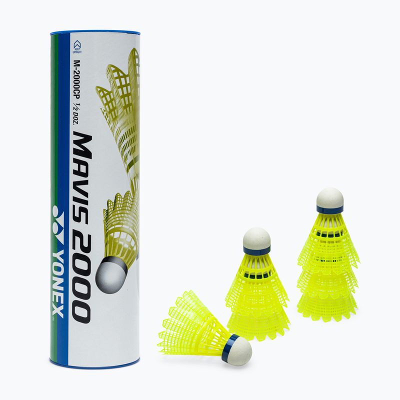 YONEX Badminton Federbälle Mavis 2000 Y mid 6 Stück gelb