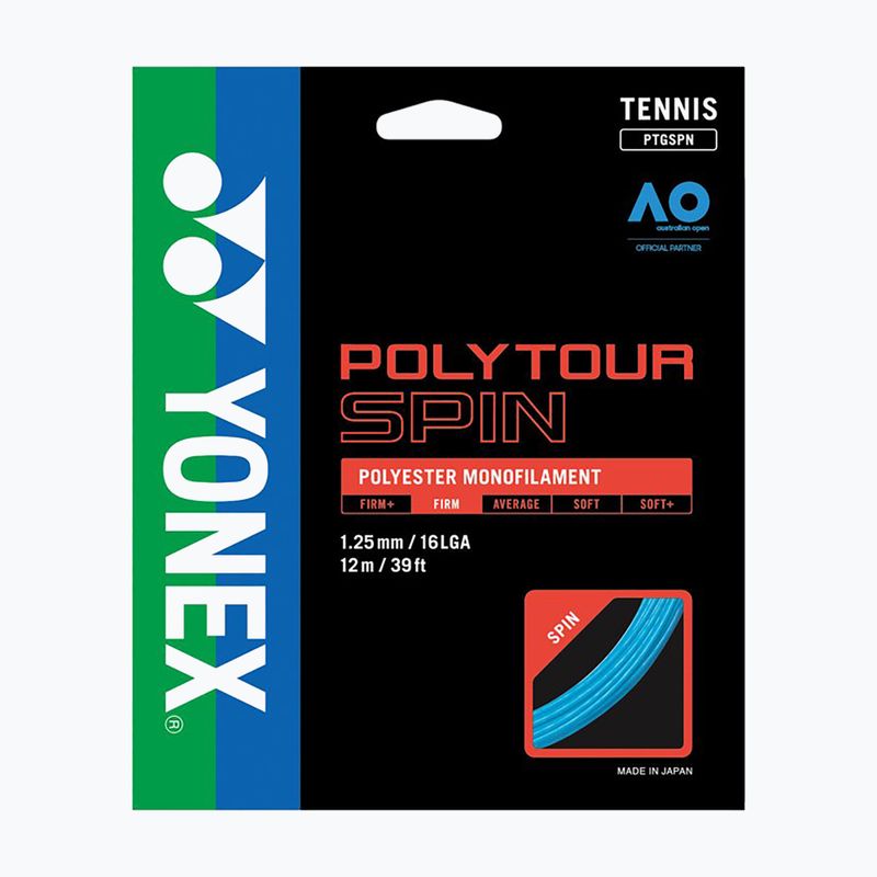 Tennissaite YONEX Poly Tour Spin 125 Satz schwarz