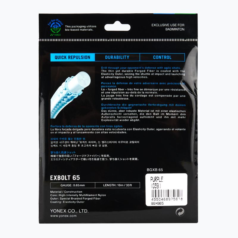 Badmintonsaite YONEX Exbolt 65 Satz 10 m lila 2
