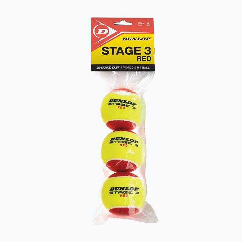 Kinder-Tennisbälle Dunlop Stage 3 3 stück rot-gelb 6134