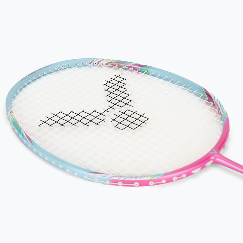 Badminton-Schläger VICTOR DriveX 6SP QM fluorescent rose-red/light blue 5