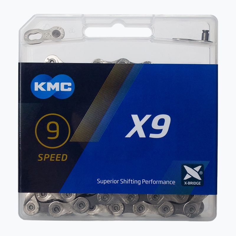 KMC X9 Fahrradkette 122 Glieder 9rz silber-grau BX09NG122