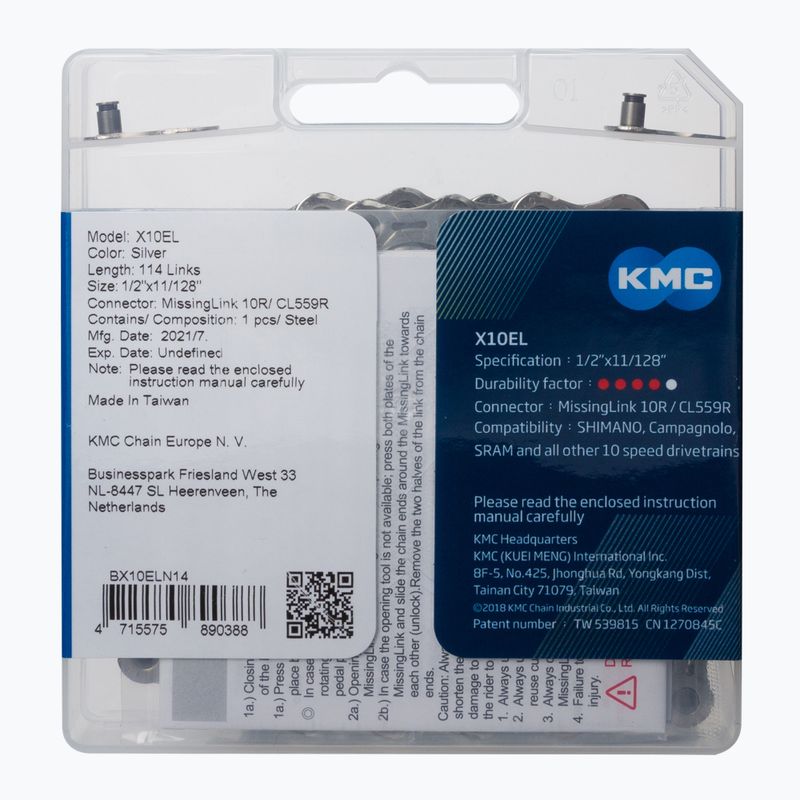 KMC X10 EL 10rz Kette 114 Glieder silber BX10ELN14 2