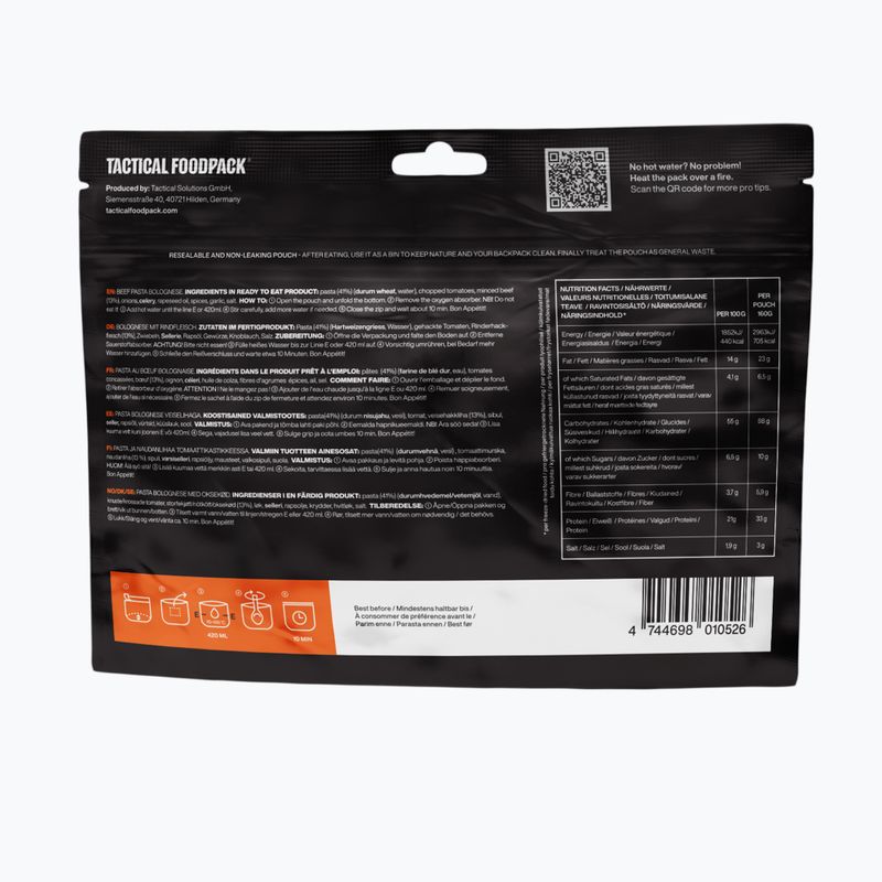 Gefriergetrocknete Lebensmittel Tactical Foodpack Rindfleisch Pasta Bolognese 160 g 3
