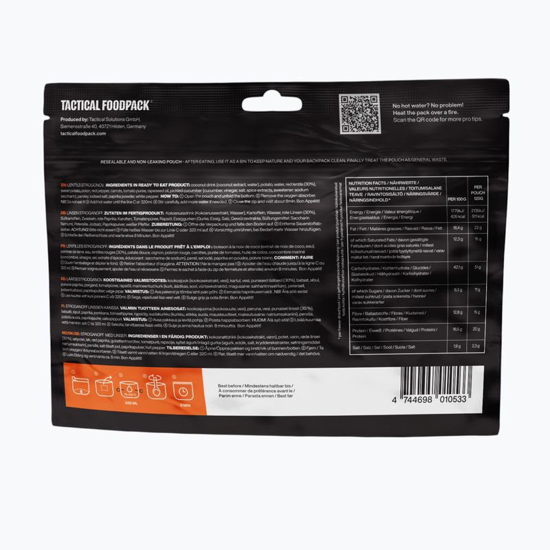 Gefriergetrocknete Lebensmittel Tactical Foodpack Linsen Strogonoff Vege 120 g 3