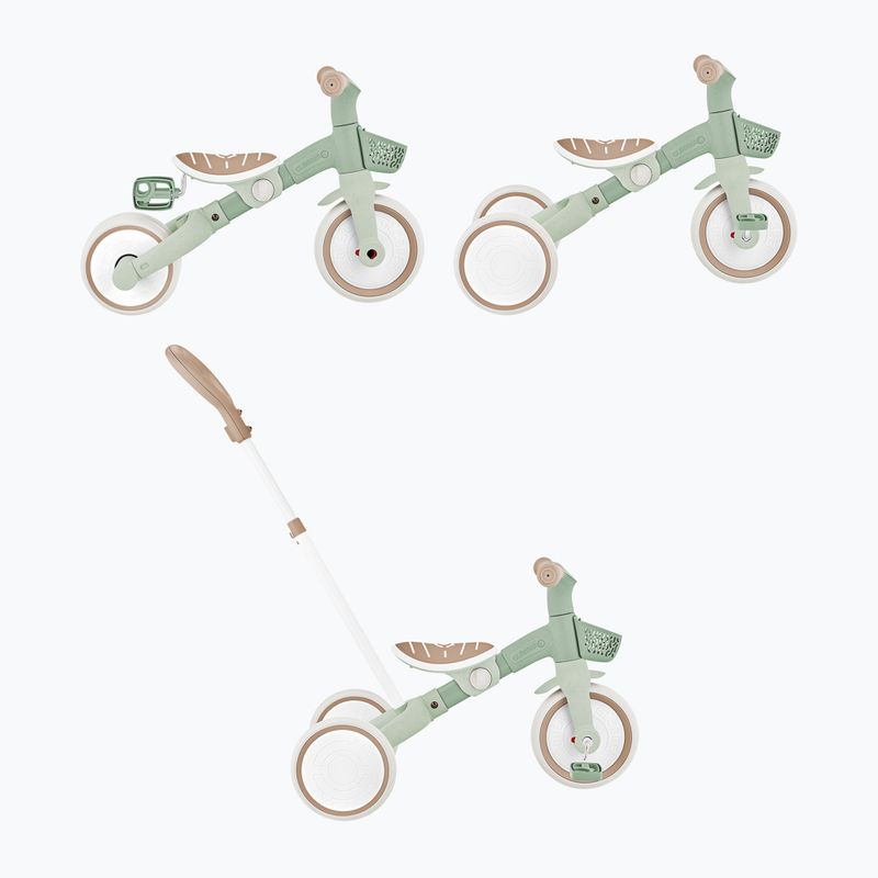 Dreirad-Laufrad mit Schiebestange Globber Learning Trike 2w1 Plus Ecologic pistachio