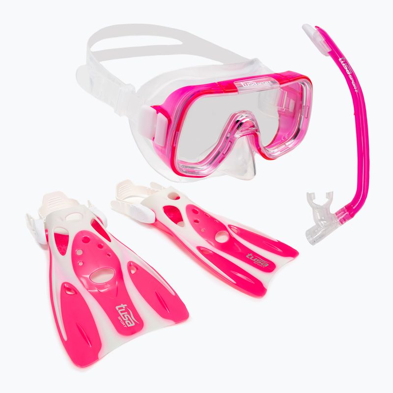 TUSA Tauchset Maske + Schnorchel + Schwimmflossen rosa UP-0201