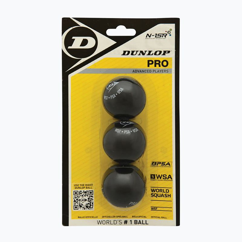 Dunlop Pro Blister Squashbälle 3 Stück schwarz 700109