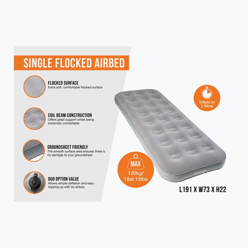 Vango Single Flocked Airbed aufblasbare Matratze nocturne grau 2