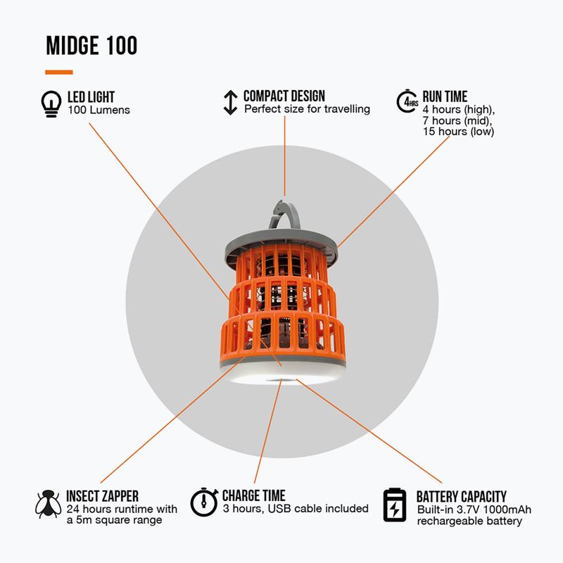 Vango Midge 100 orange Wanderlampe 8