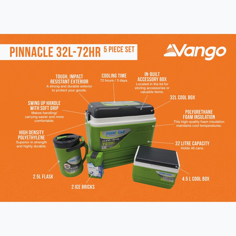Vango Pinnacle 32-72Hr 5 Stück grünes Touring-Kühlschrank-Set 8