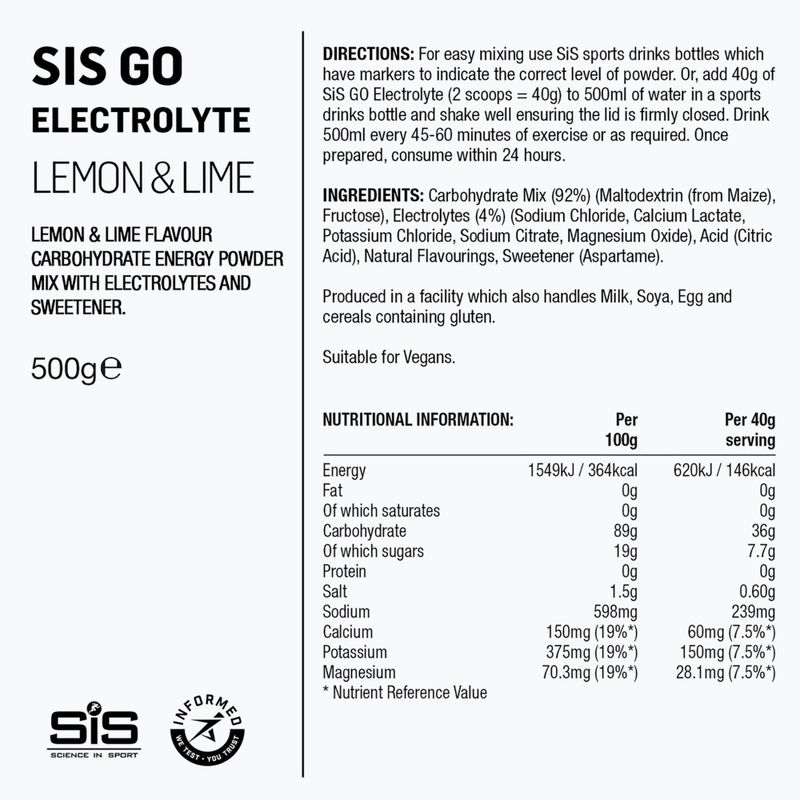 Isotonisches Getränkepulver Science in Sport GO Electrolyte 500 g lime/lemon 2