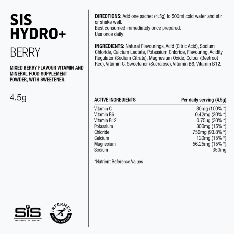 Isotonisches Getränkepulver Science in Sport GO Hydro+ 6 x 4,5 g berry 2