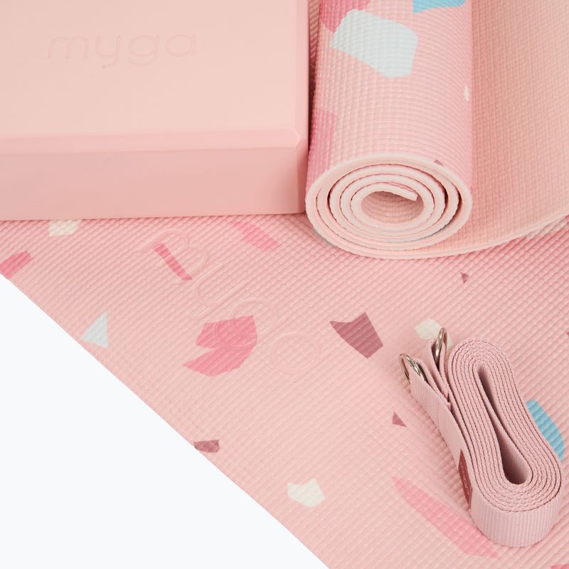 Yoga-Set Myga Terrazzo Yoga Set mat + block + strap purple 9