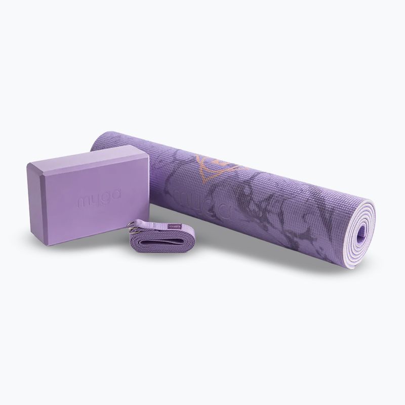 Yoga-Set Myga Chakra Yoga Set mat + block + purple strap 2