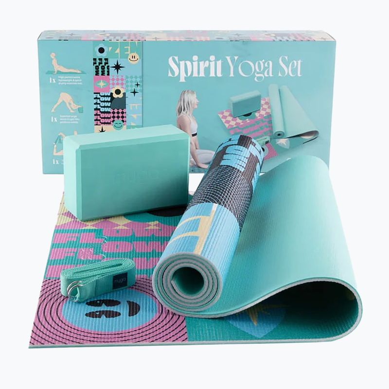 Yoga-Set Myga Spirit Yoga Set mat + block + turquoise strap 11