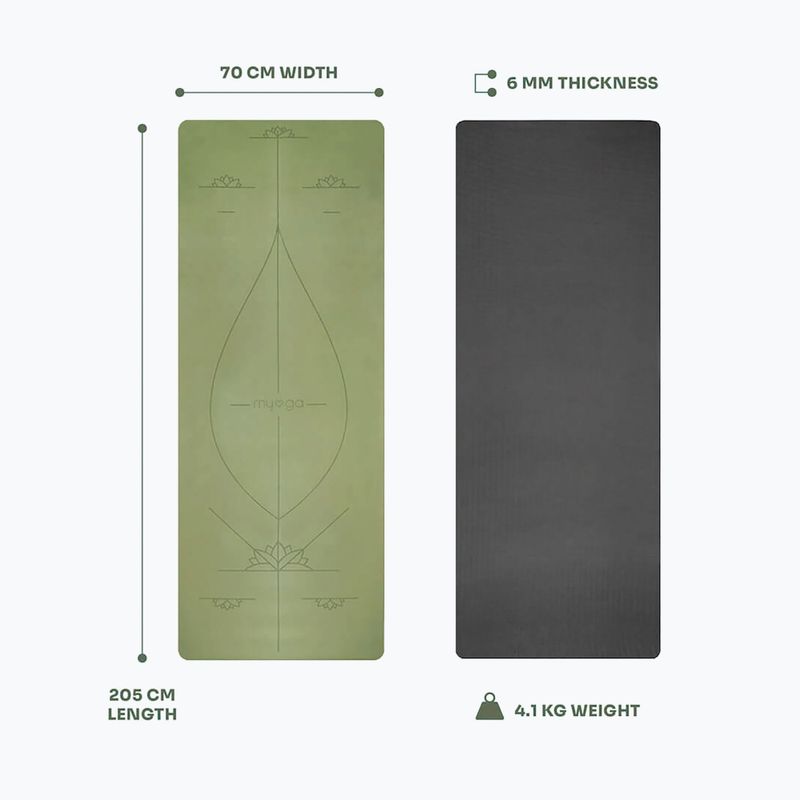 Yogamatte Myga Alignment XL 6 mm green 6