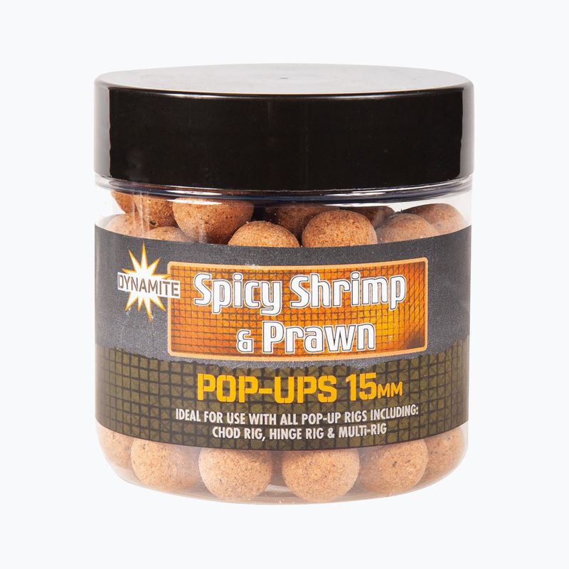 Dynamite Baits Spicy Shrimp & Prawn Pop Up 15mm braun Karpfen schwimmen Kugeln ADY040976