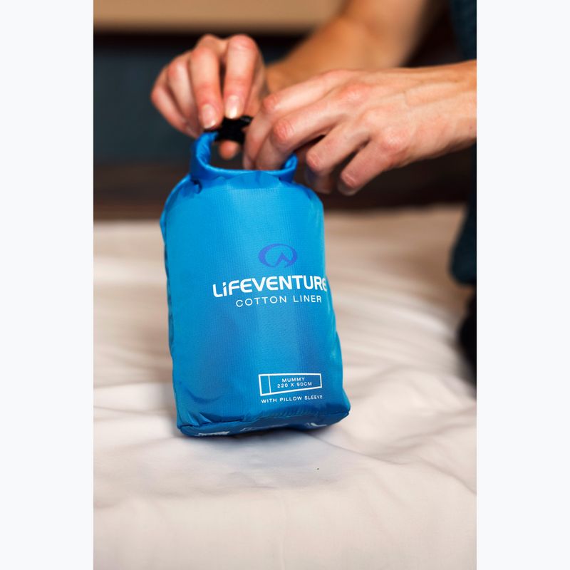 Lifeventure Baumwolle Schlafsack Liner Mummy blau 10