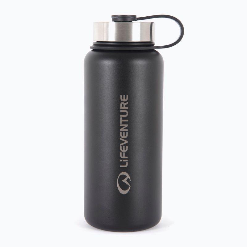 Lifeventure Edelstahlflasche 1000 ml Thermoflasche schwarz