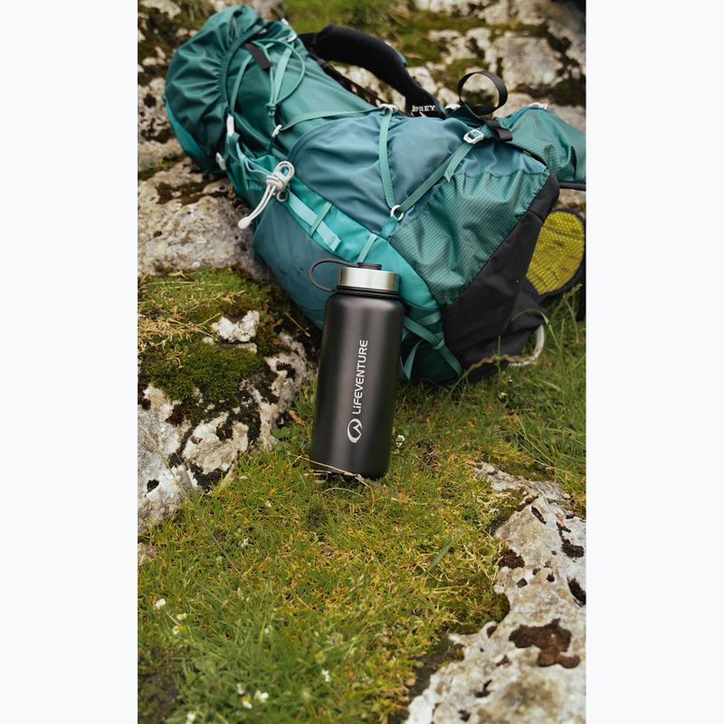 Lifeventure Edelstahlflasche 1000 ml Thermoflasche schwarz 3