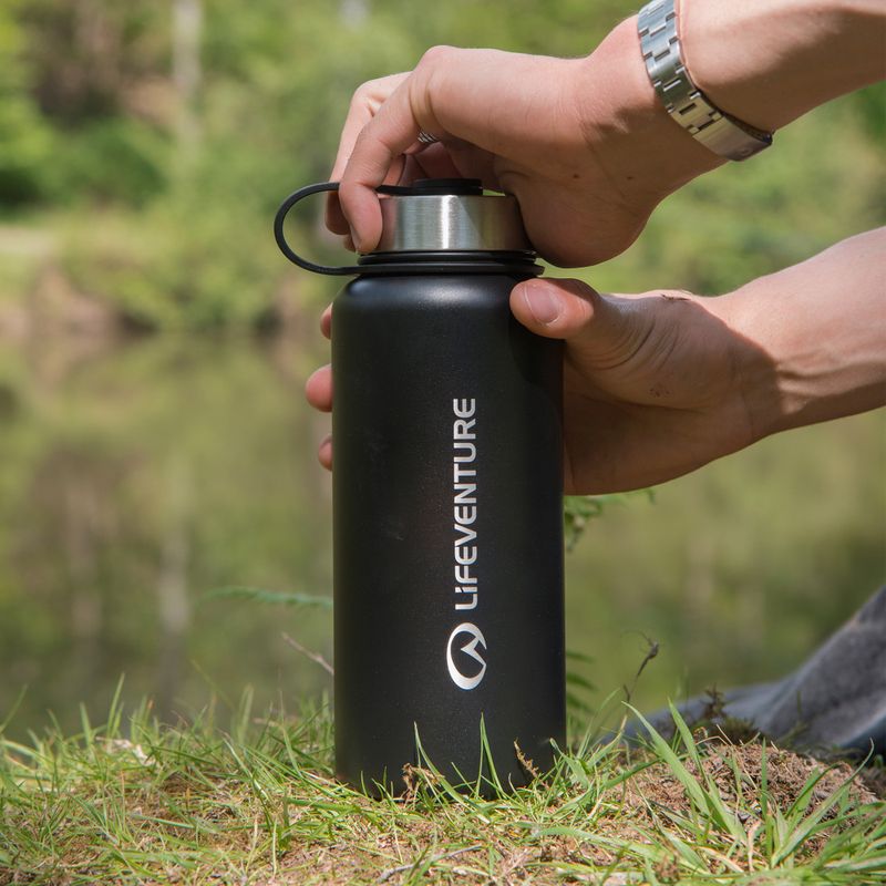 Lifeventure Edelstahlflasche 1000 ml Thermoflasche schwarz 4