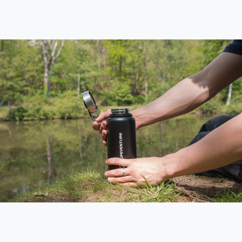 Lifeventure Edelstahlflasche 1000 ml Thermoflasche schwarz 5