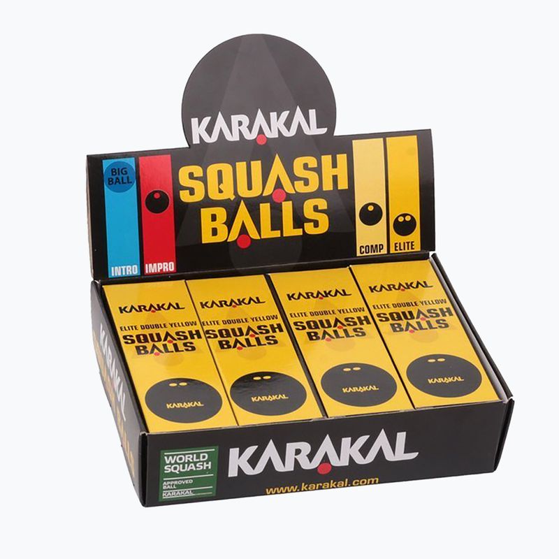 Karakal Elite Double Yellow Dot Squashbälle 12 Stück schwarz. 3