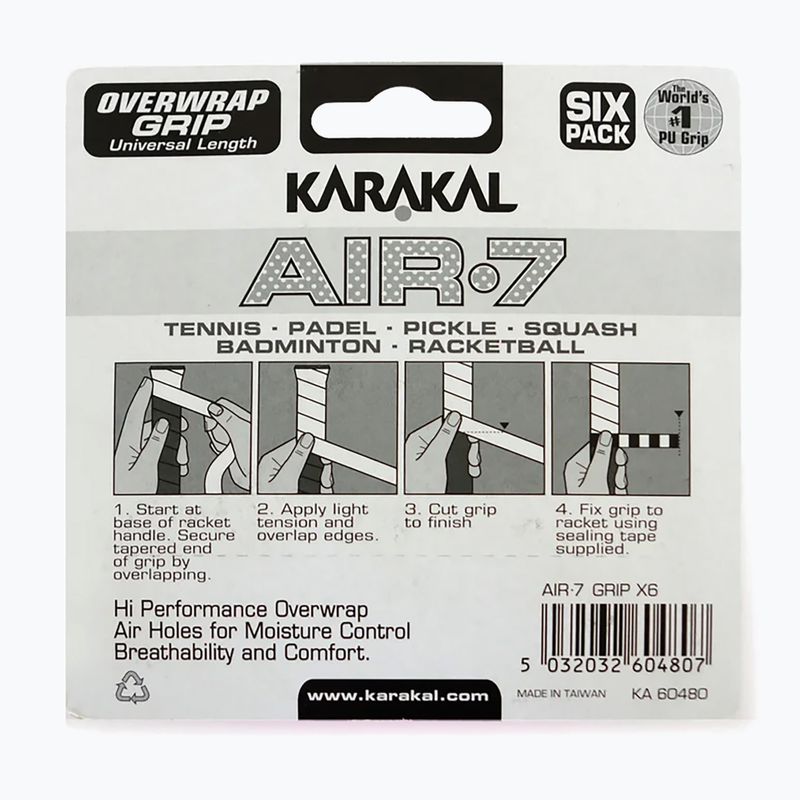 Squash-Griffbänder Karakal Air 7 Overwrap Grip 6 pack pink 2