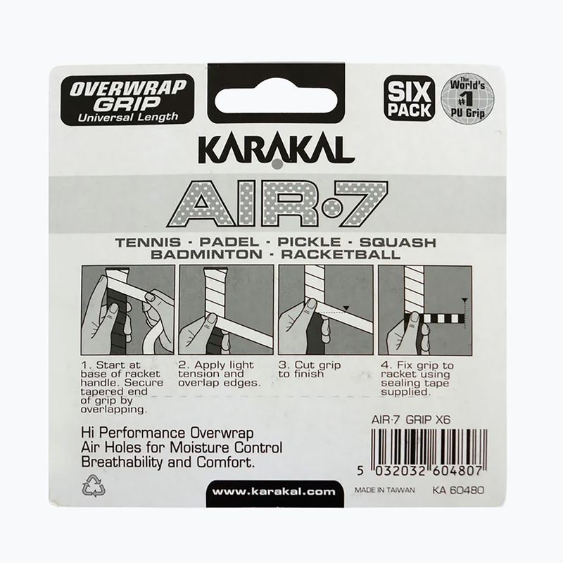 Squash-Griffbänder Karakal Air 7 Overwrap Grip 6 pack orange 2