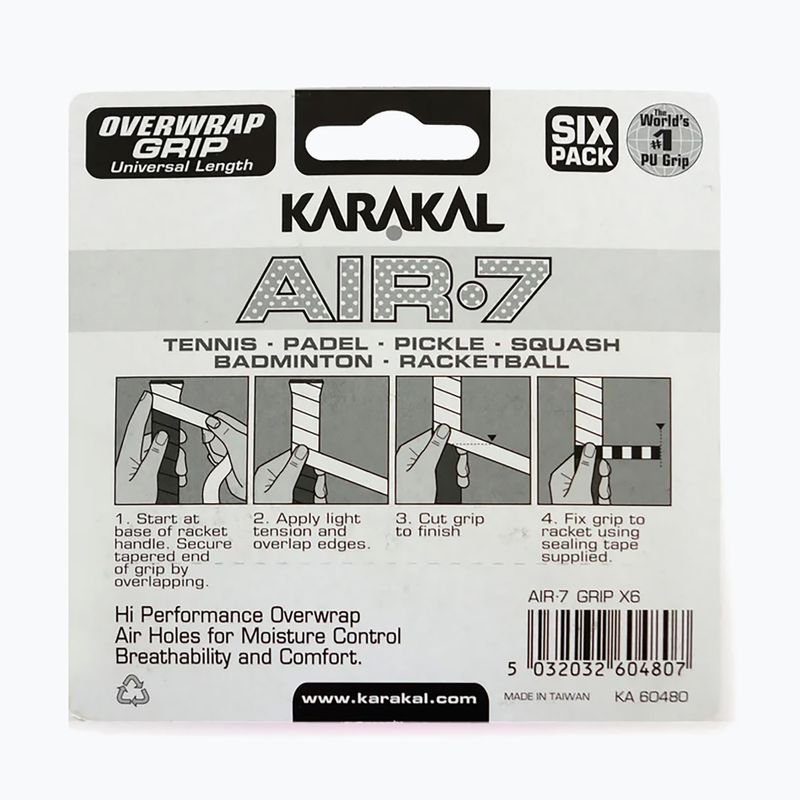Squash-Griffbänder Karakal Air 7 Overwrap Grip 6 pack blue 2